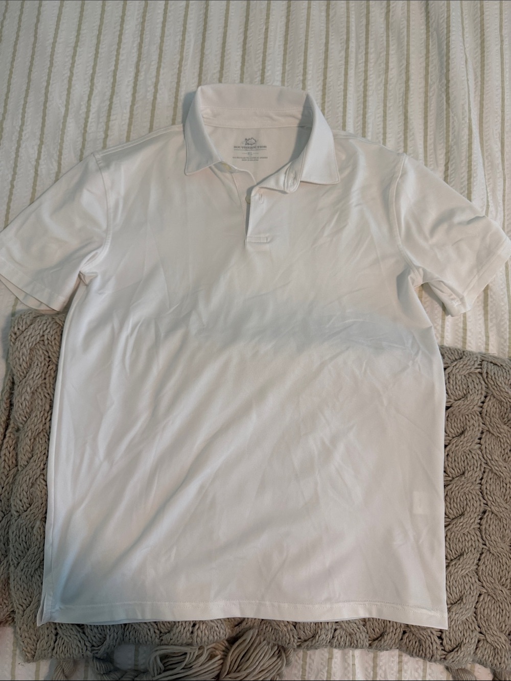 Southern Tide White Short-Sleeve Polo
